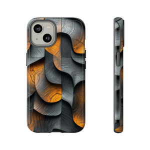 Grey Fire Orange Geometry - Protective Phone Case