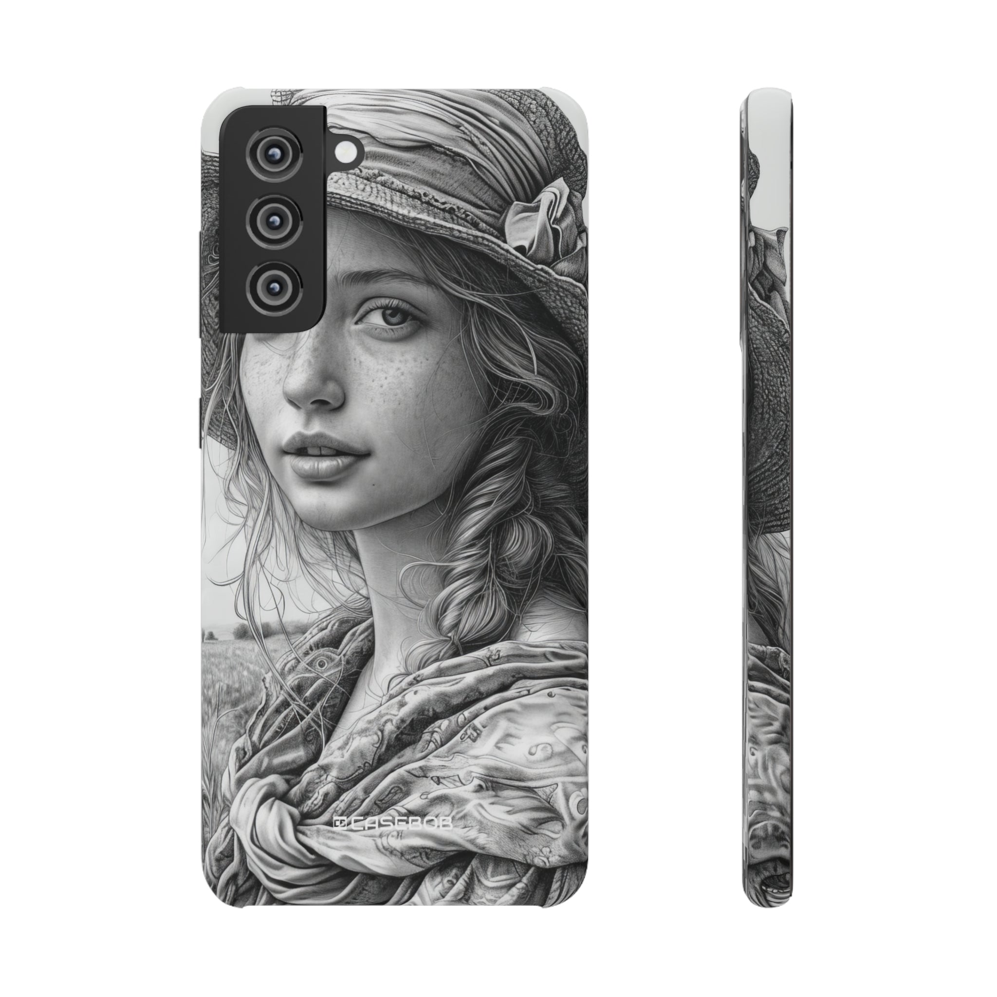 Serene Sketch Portrait | Slim Phone Case for Samsung