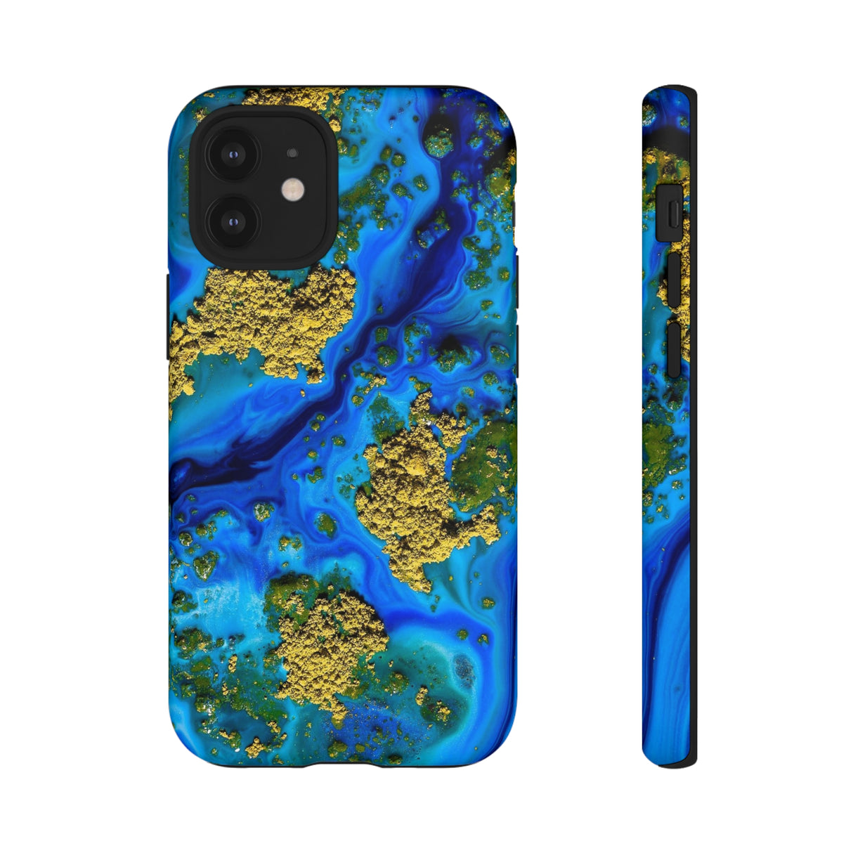 Blue Clear Ocean Ink Art iPhone Case (Protective) iPhone 12 Mini Matte Phone Case