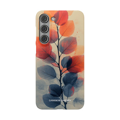 Orange Gray Leaves - Slim Samsung S23 Phone Case