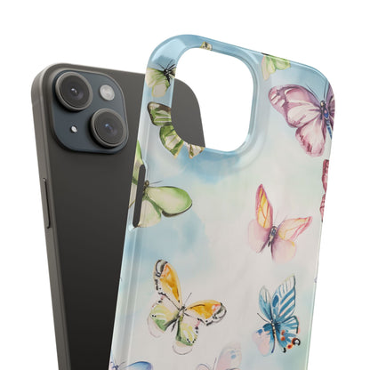 Watercolor Butterfly Bliss - Slim iPhone 15 Phone Case