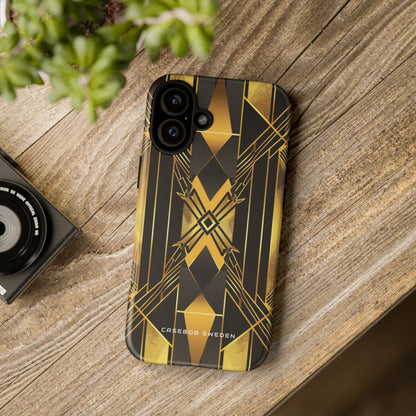 Golden Geometric Elegance iPhone 16 - Tough Phone Case