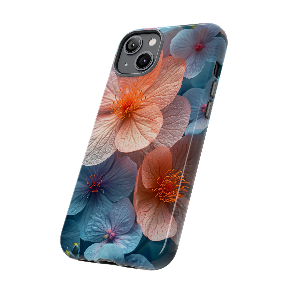 Hellblaue Floral Serenity - Schutzhülle fürs Handy