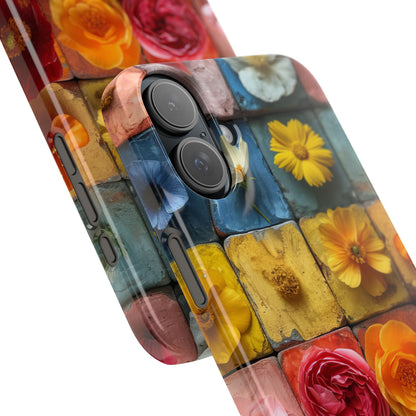 Vibrant Floral Tiles - Slim iPhone 16 Phone Case