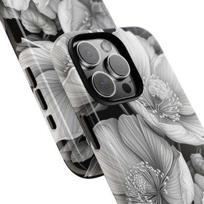 Elegant Monochrome Floral Art - for iPhone 16