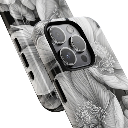 Monochrome Petal Dance iPhone 15 – Robust+