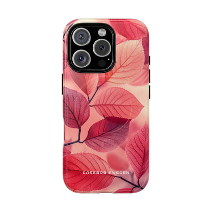 Elegant Pink Leaves iPhone 16 | Tough+ Phone Case