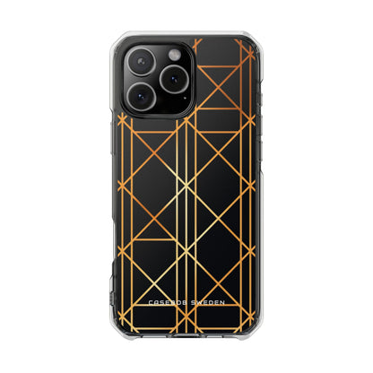 Golden Geometric Elegance iPhone 16 - Clear Impact Phone Case