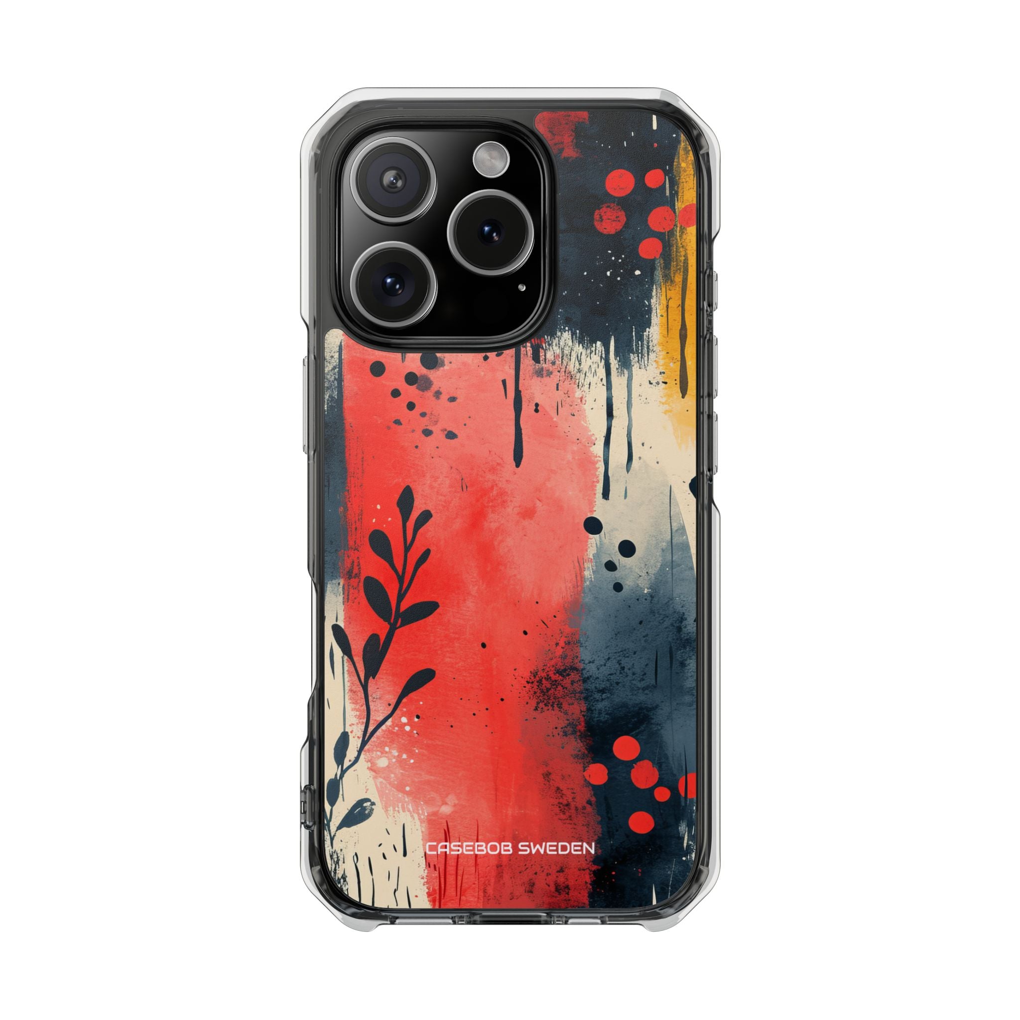 Red Blue Abstract Florals  iPhone 16 - Impact Clear Case MagSafe Compatible