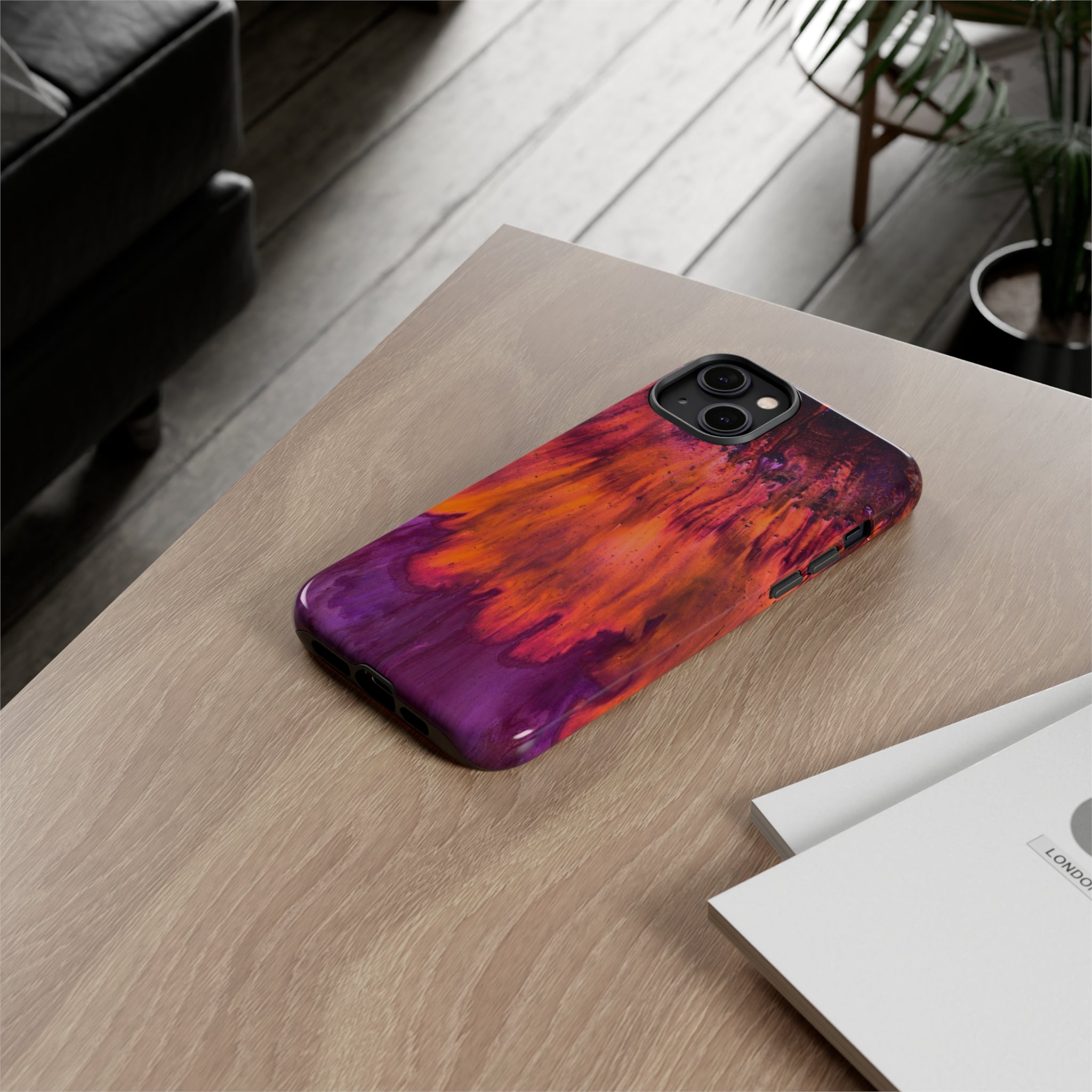 Orange Flow Ink Art iPhone Case (Protective) Phone Case