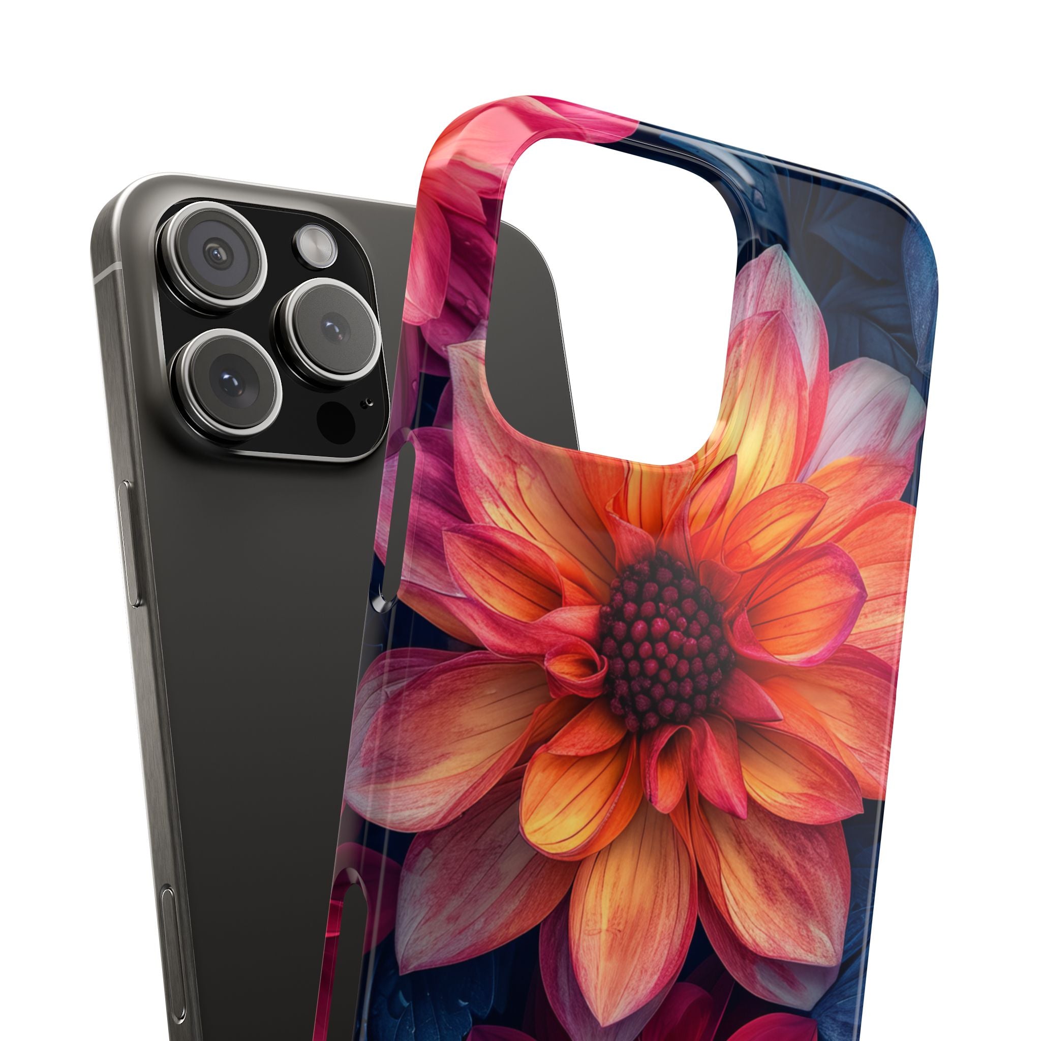 Floral Harmony Orange Blue - Slim iPhone 16 Phone Case