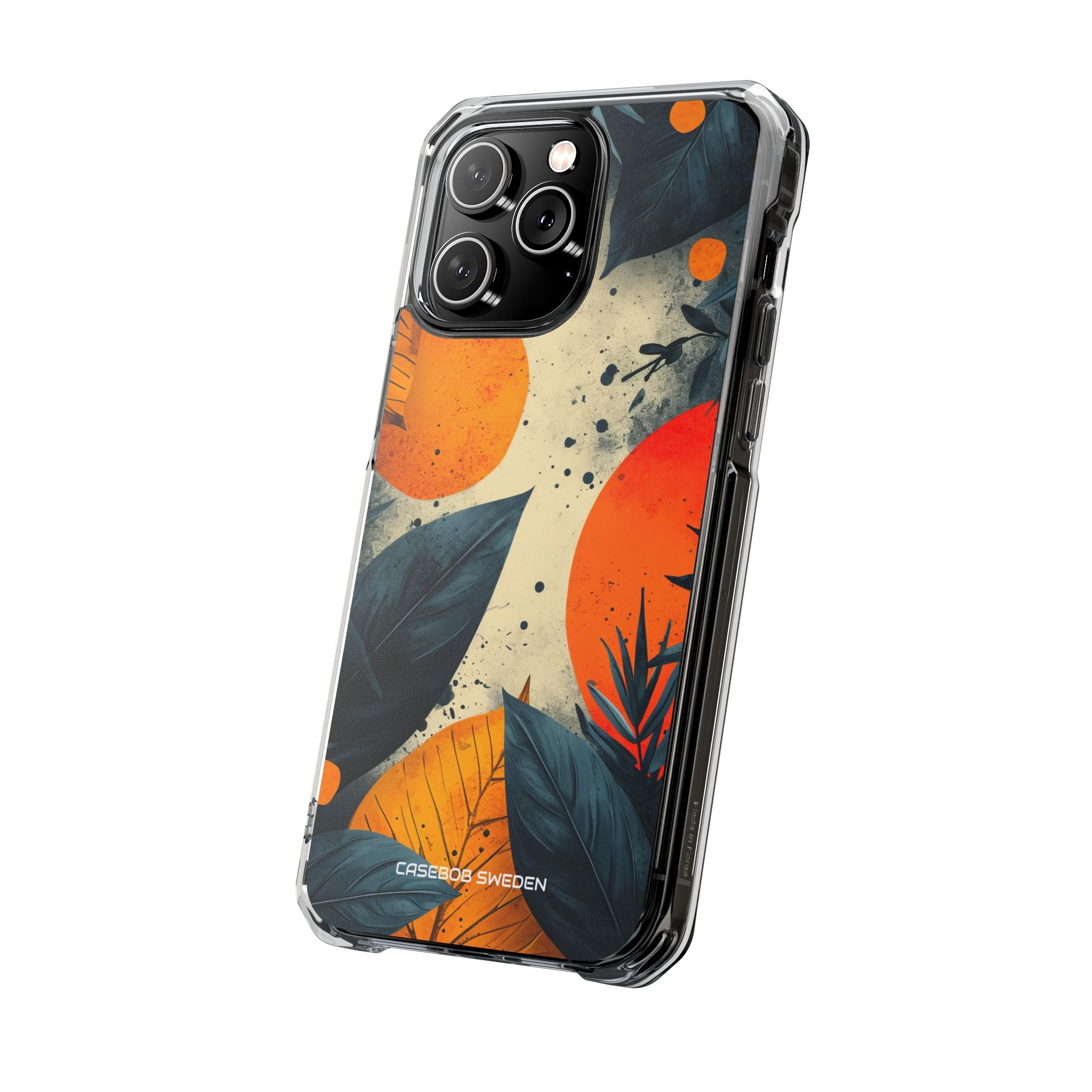 Tropical Blue Leaves - Clear Impact iPhone 14 Phone Case