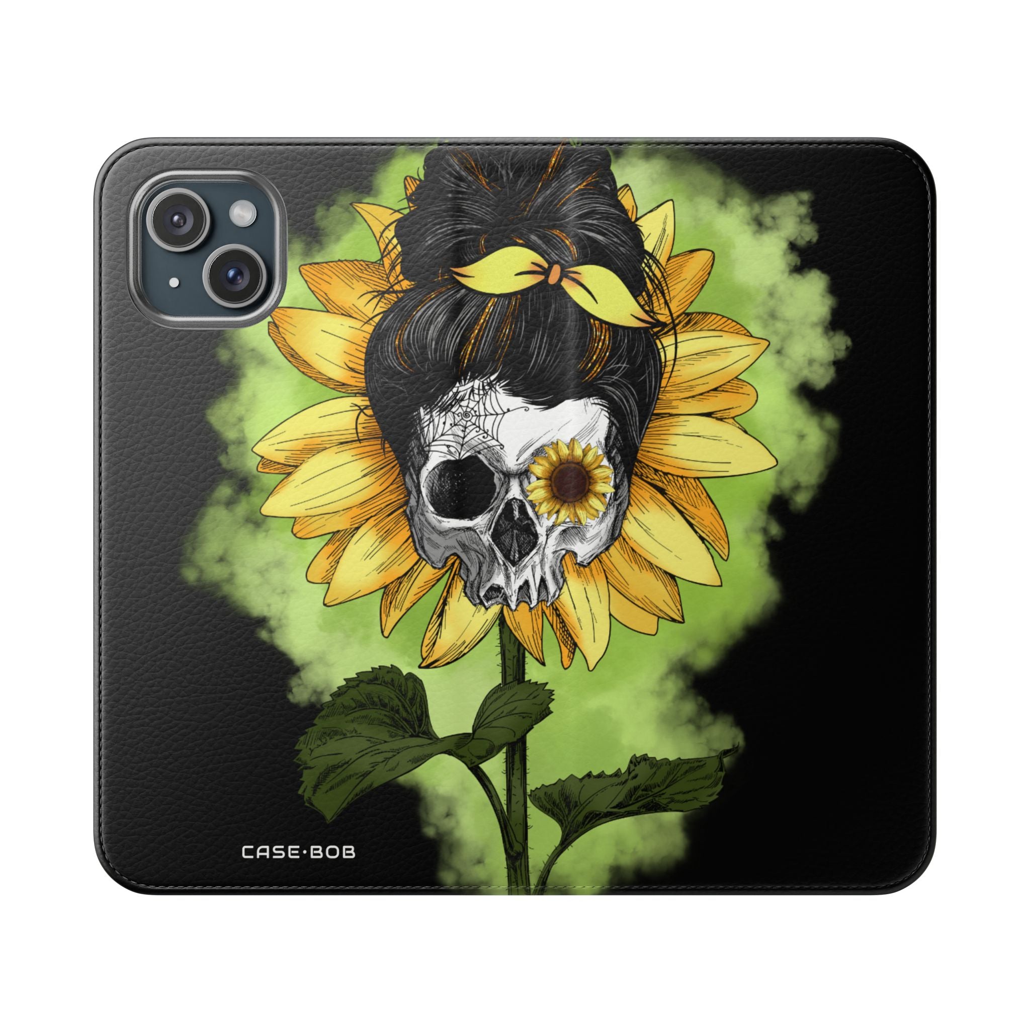 Skull Sunflower - iPhone 15 Plus Case - Wallet