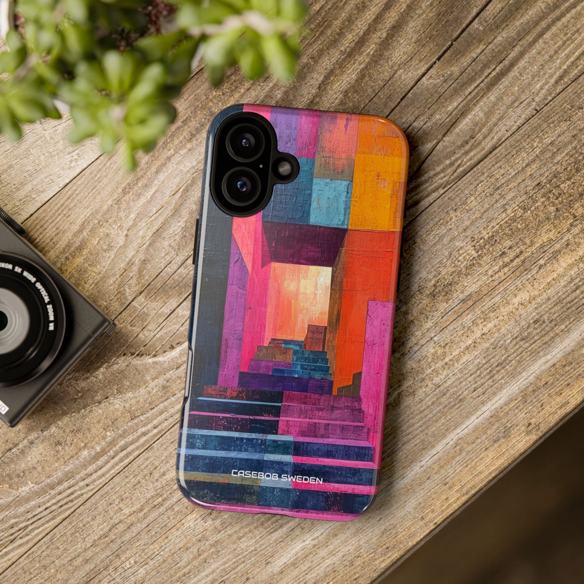 Pink Orange Geometry - Tough iPhone 16 Phone Case