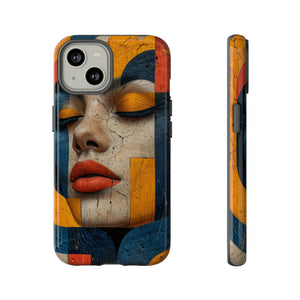 Blue Lady's Geometric Elegance - Protective Phone Case