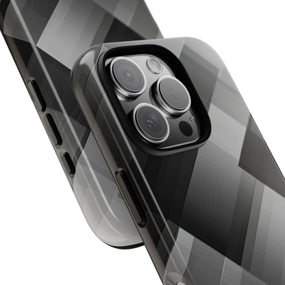 Grayscale Geometric Layers iPhone 16 - Tough