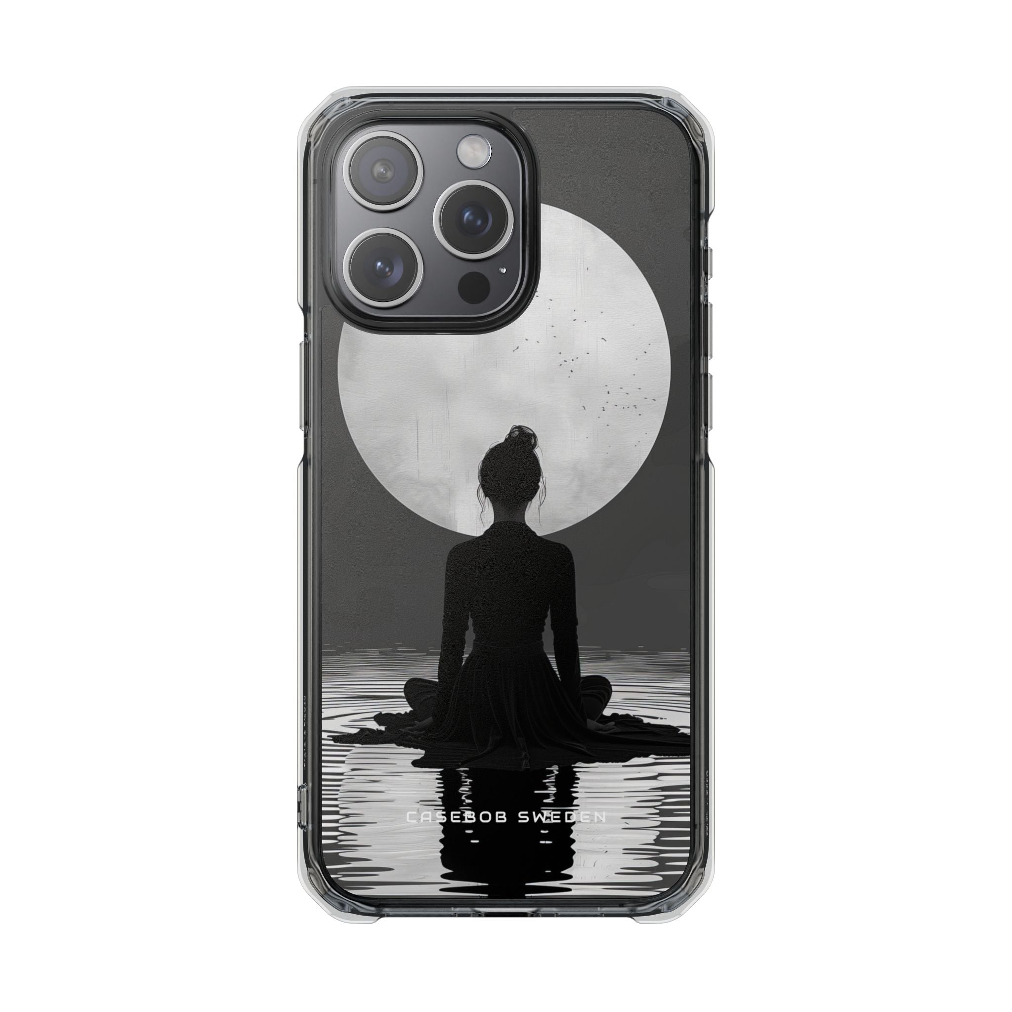 Zen Serenity Moon Reflection iPhone 15 - Clear Impact Phone Case