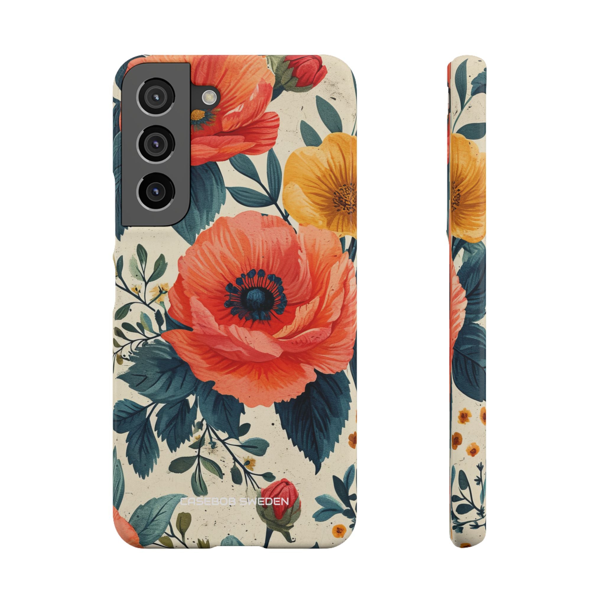 Vibrant Botanical Poppies - Slim Samsung S22 Phone Case