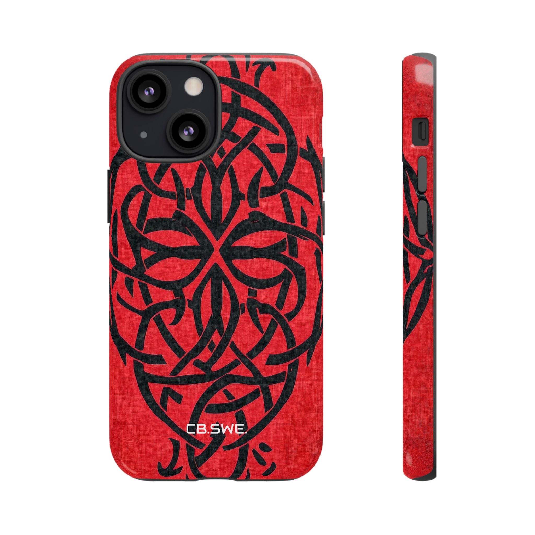 Beautiful Red Symmetric Celtic Symbols Gothic Standard iPhone 13 - Tough