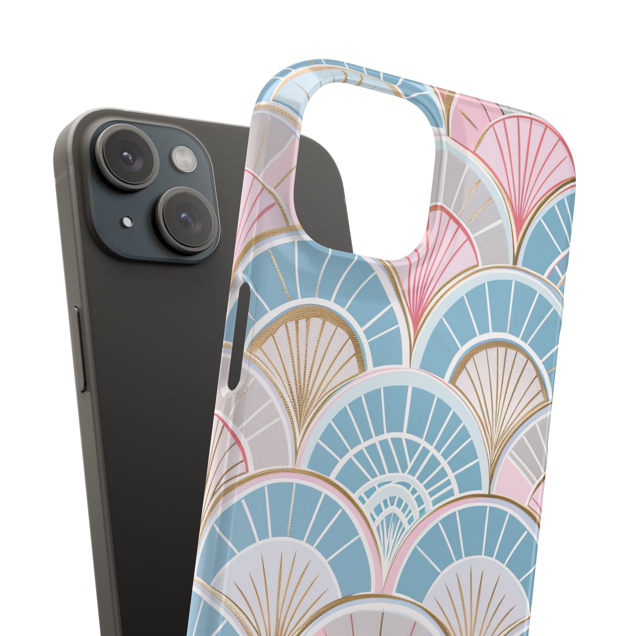 Art Deco Pastel Fan Pattern - Slim iPhone 15 Phone Case