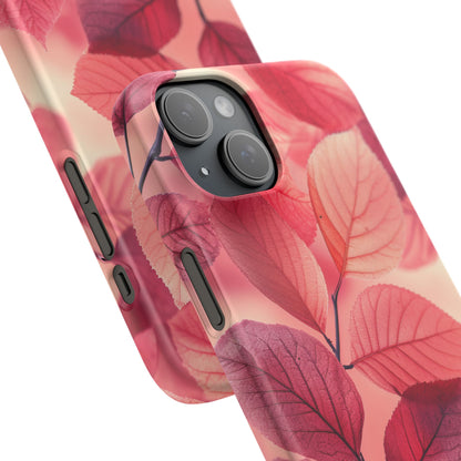 Elegant Pink Leaves iPhone 15 - Slim Phone Case