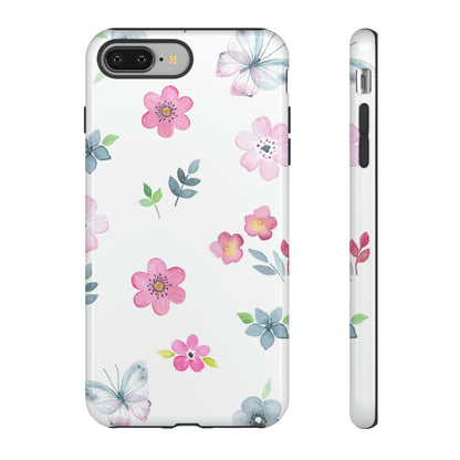 Vintage flowers and butterflies iPhone case - Protective Phone Case