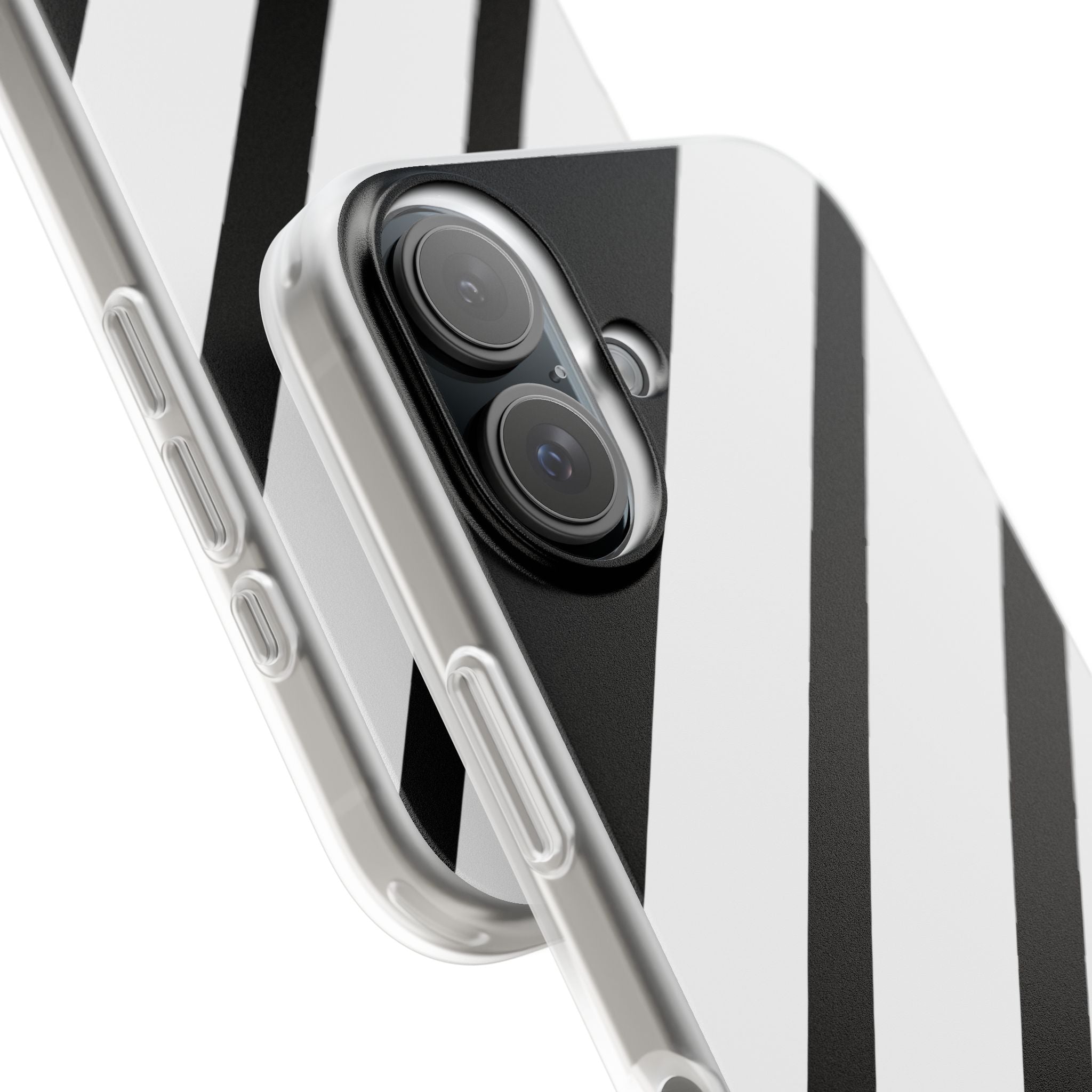 Diagonal Bands Noir iPhone 16 Case - Soft
