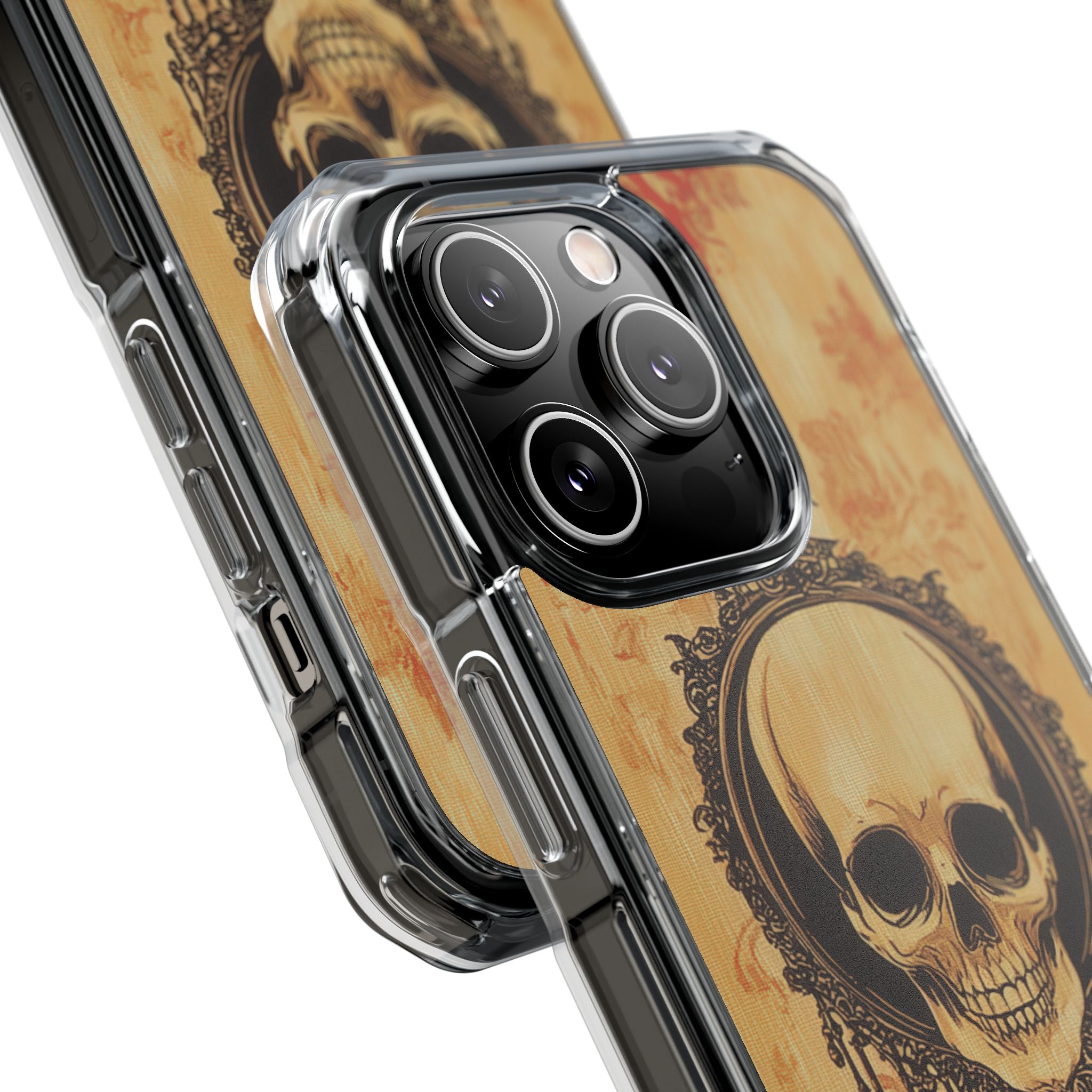 Gothic Skull Elegance iPhone 14 - Transparente, stoßfeste Handyhülle