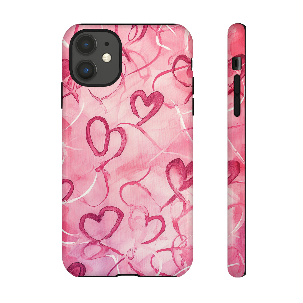 Intertwined Hearts & Cupid - Protective Phone Case