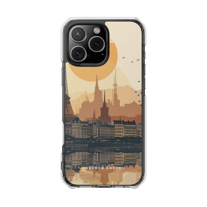 Eiffel Tower Silhouette with Birds and Sun Reflection iPhone 16 - Clear Impact Phone Case