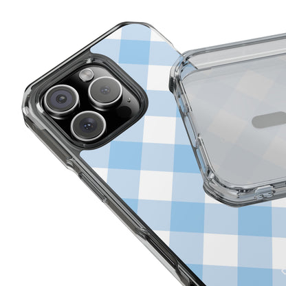 Soft Blue Gingham Elegance iPhone Case - Impact