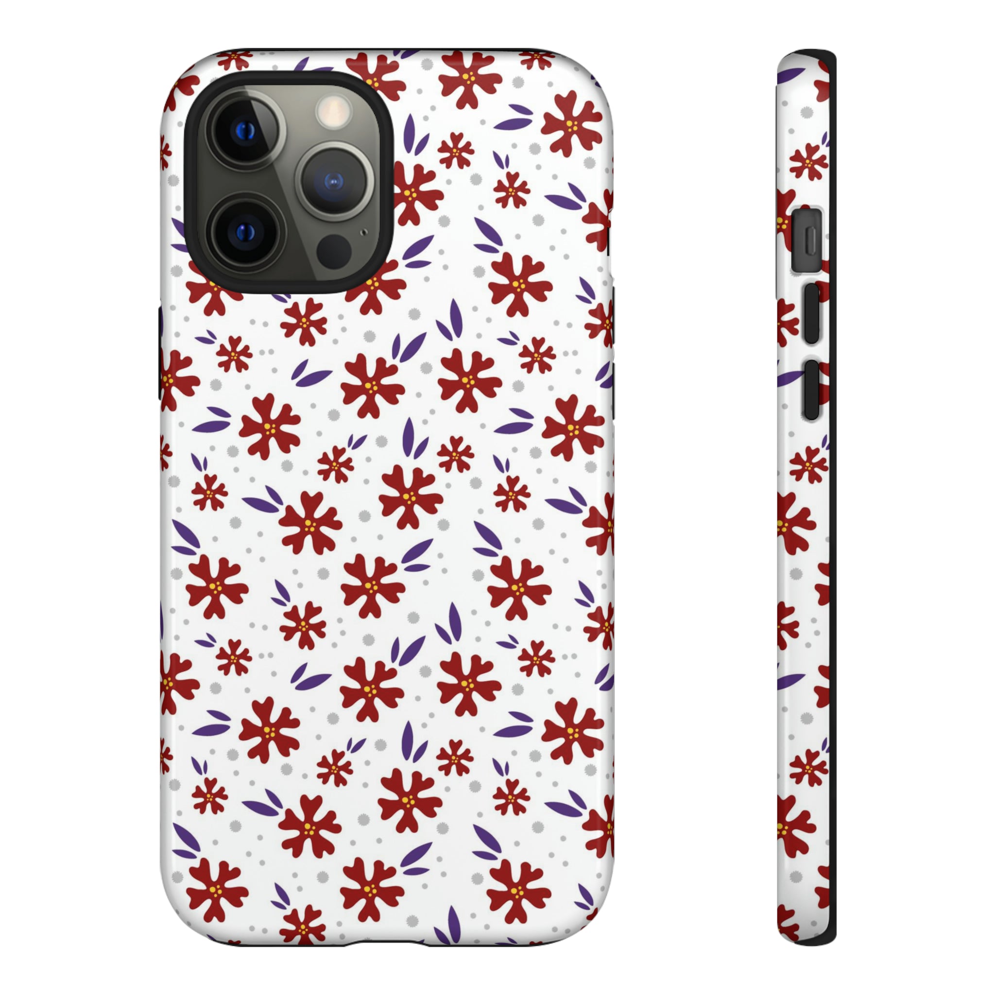 Red Flower Pattern - Protective Phone Case