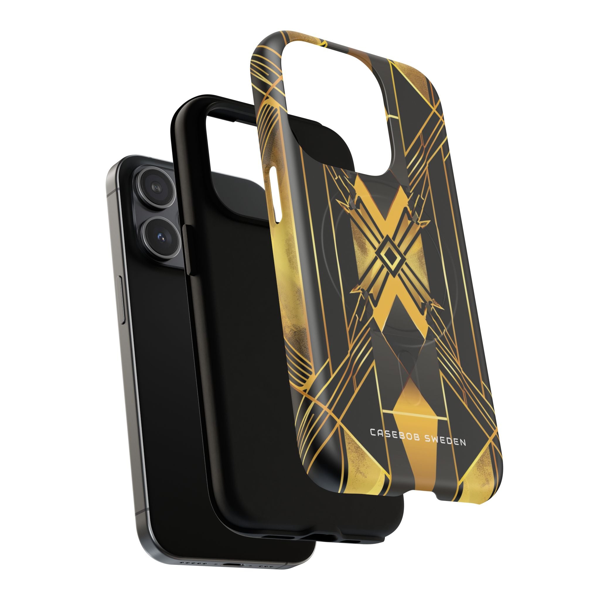 Golden Geometric Elegance iPhone 15 | Tough+ Phone Case