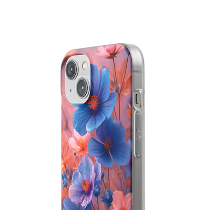 Harmonious Blooming Blues and Pinks iPhone 14 - Flexi Phone Case