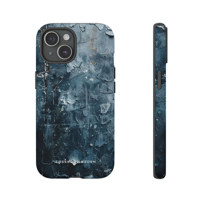 Weathered Blue Tapestry with Cracked Layers iPhone 15 - Tough Phone Case