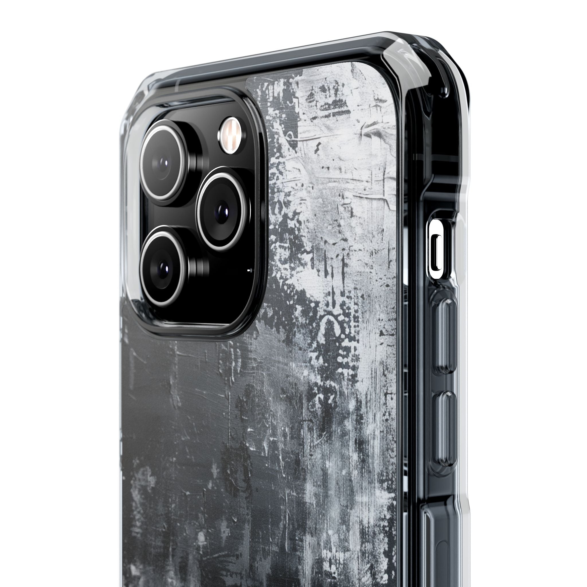 Textured Monochrome Blossom iPhone 14 - Clear Impact Phone Case