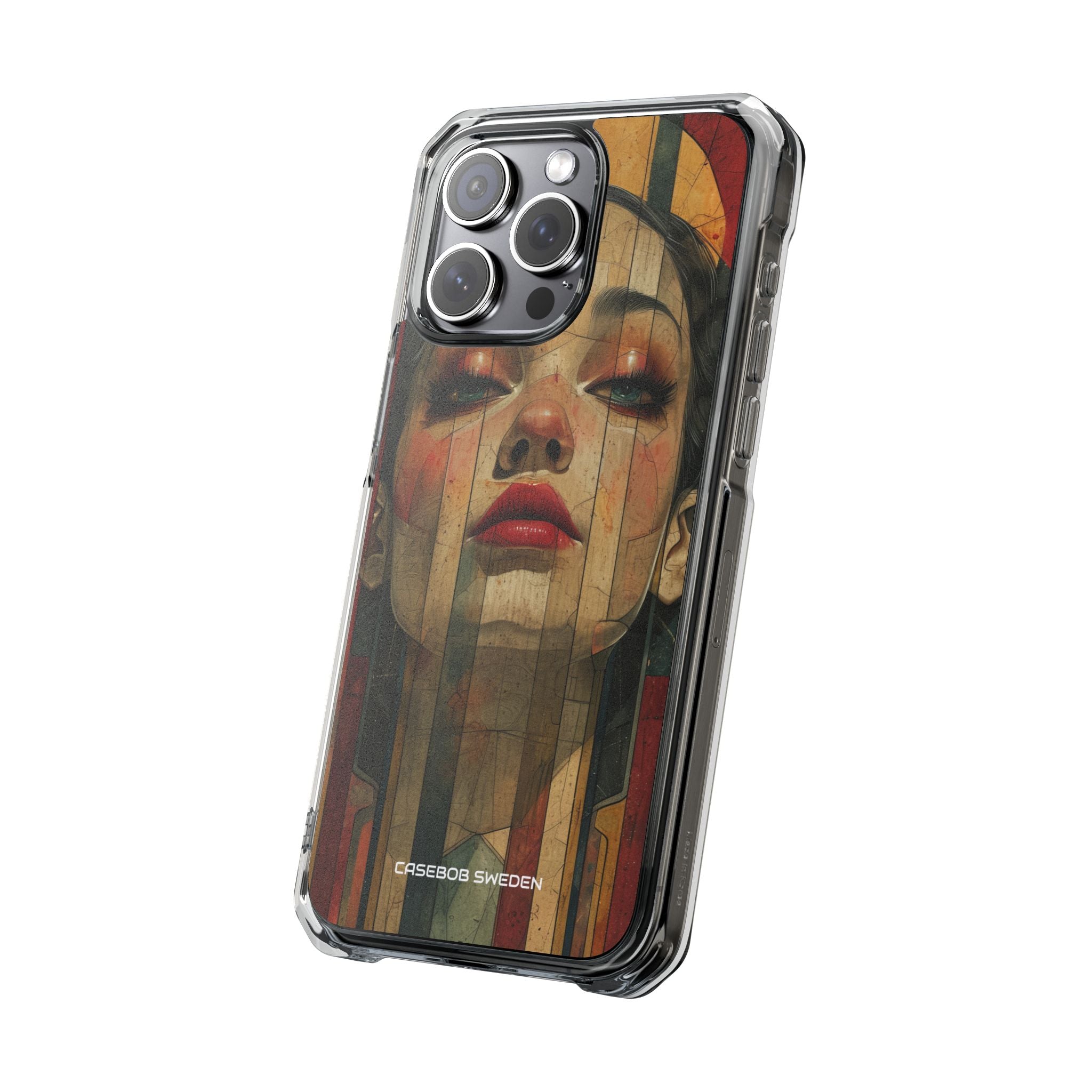 Bold Art Deco Portrait - Clear Impact iPhone 15 Phone Case