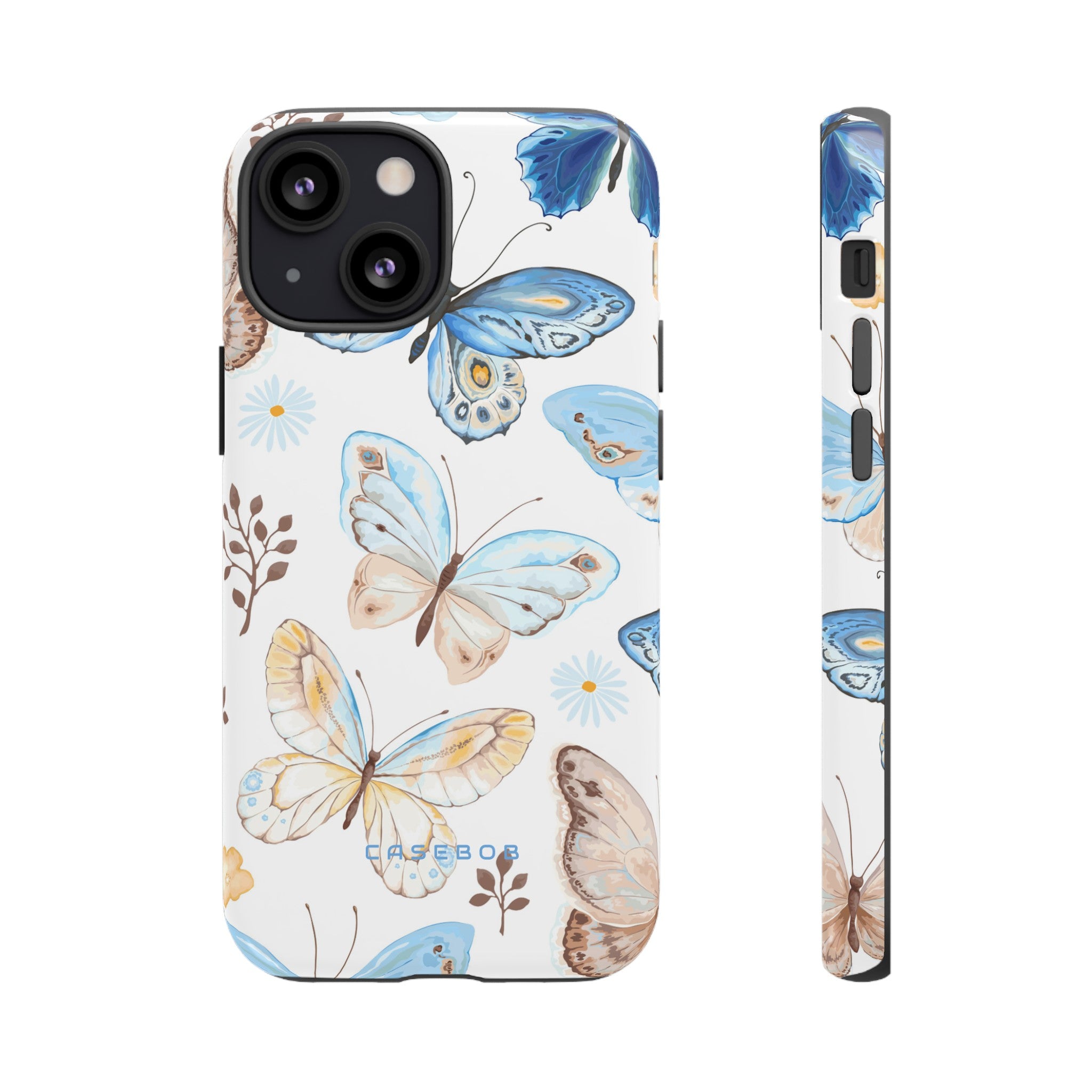 Flying Butterflies, Blue and Yellow iPhone case - Protective Phone Case