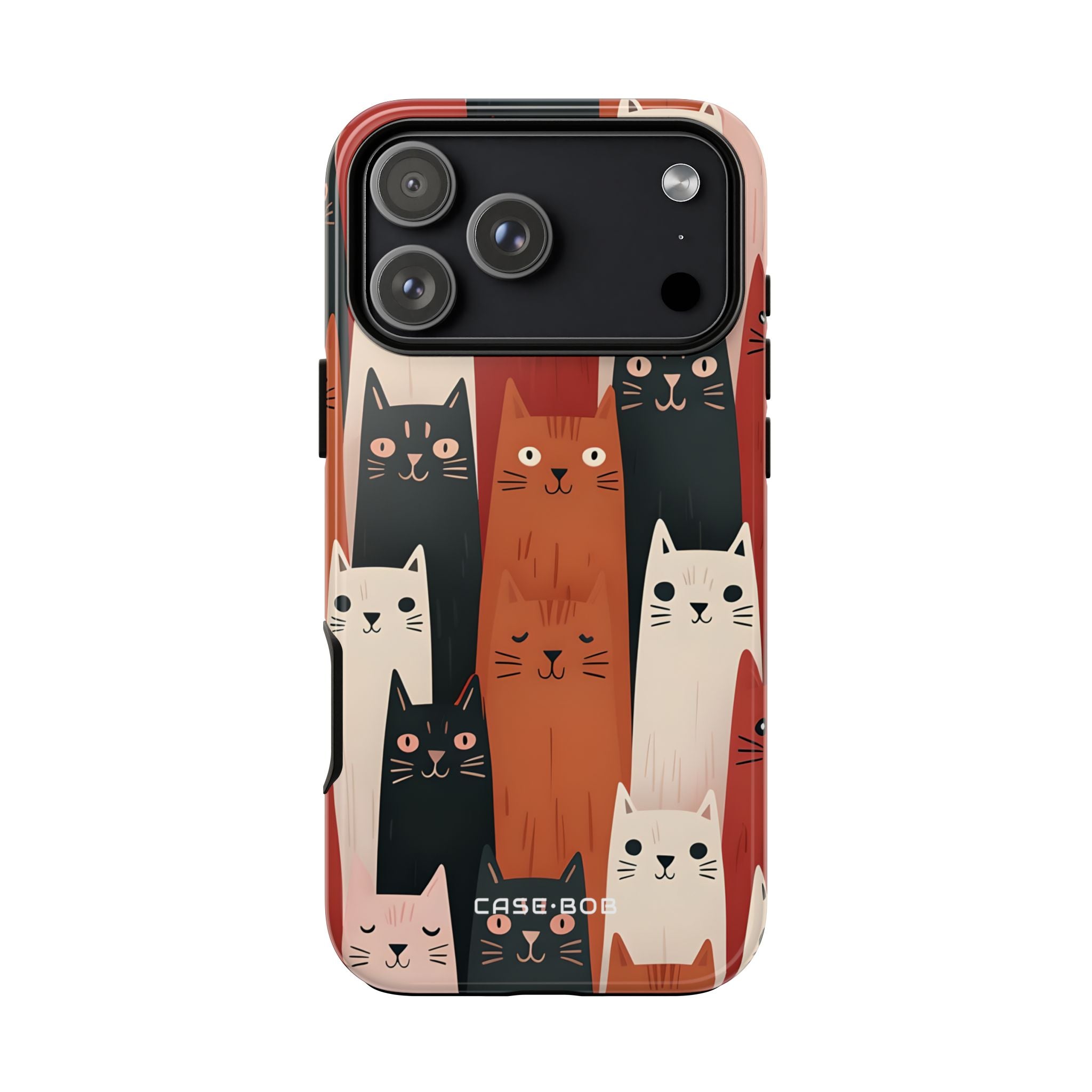 Elongated Cats Black iPhone 17 Pro Max Case - Tough