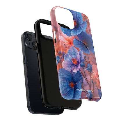 Blue Peach Blossoms - Tough + MagSafe® iPhone 14 Phone Case