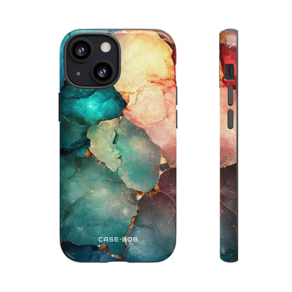 Teal Mosaic Veins iPhone 13 Mini Case - Tough