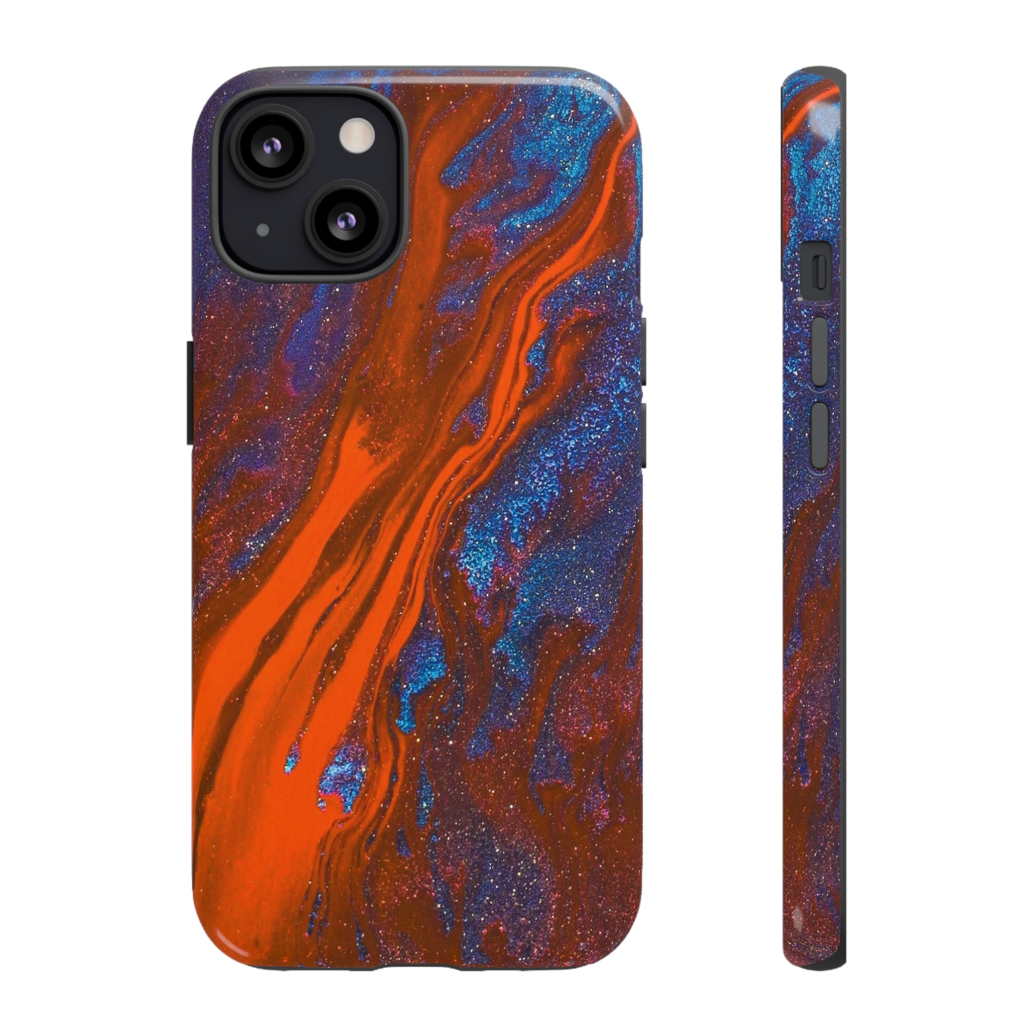 Orange Spikes Ink Art iPhone Case (Protective) iPhone 13 Glossy Phone Case