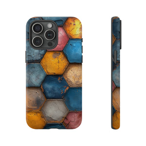 Pastel Honeycomb Bliss: Yellow & Blue - Protective Phone Case