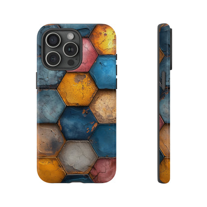 Pastel Honeycomb Bliss: Yellow & Blue - Protective Phone Case