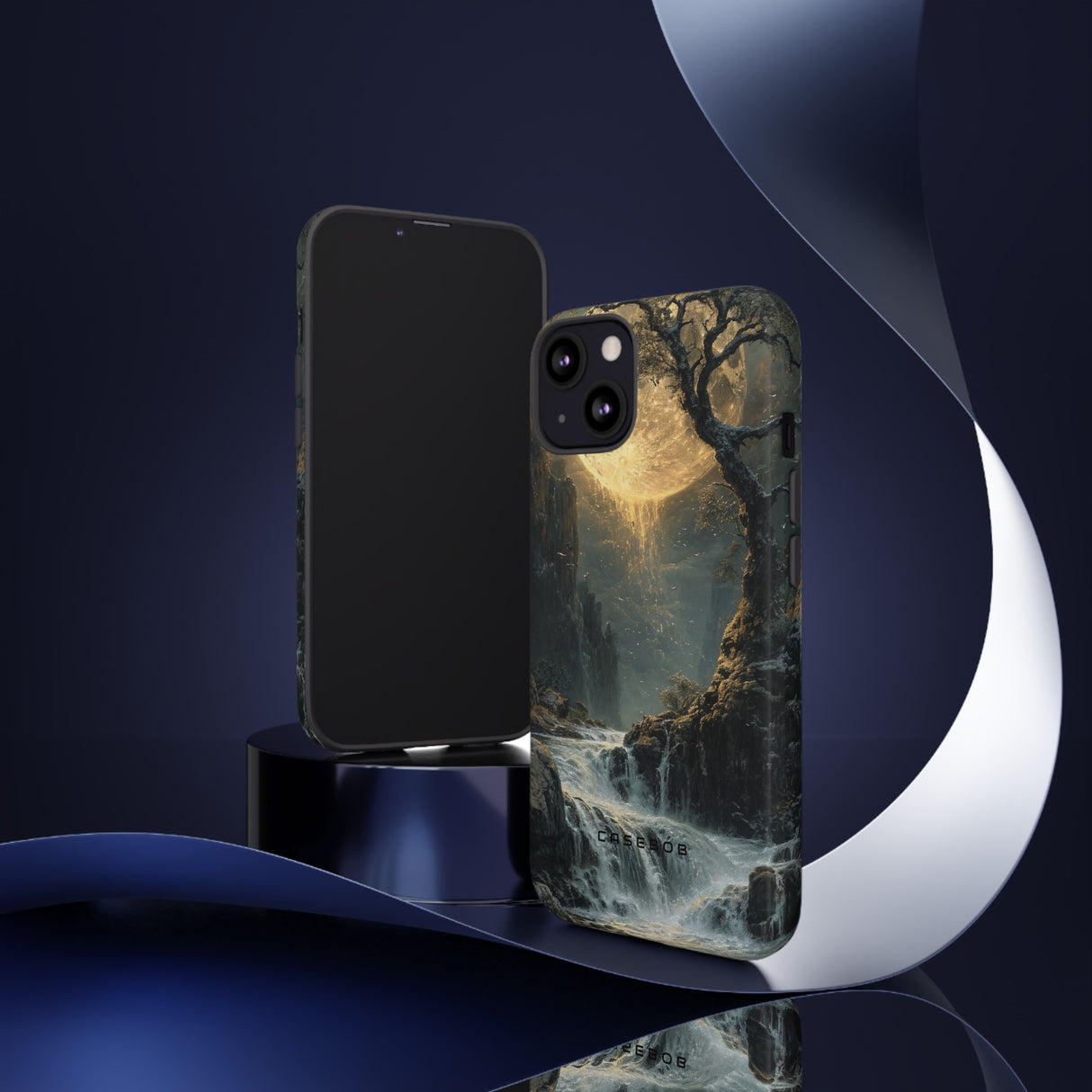 Moonlit Waterfall Silence - Protective Phone Case