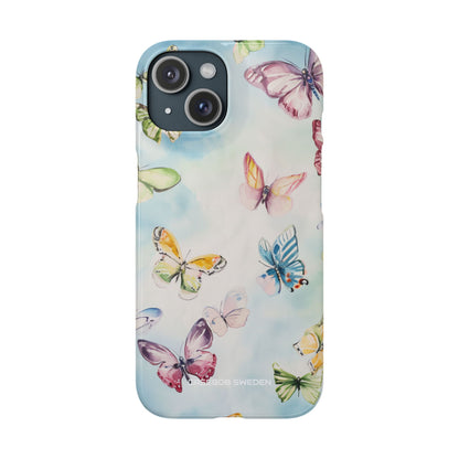 Watercolor Butterfly Bliss - Slim iPhone 15 Phone Case