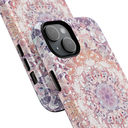 Purple Pink Mandala - Tough + MagSafe® iPhone 15 Phone Case