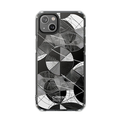Monochrome Circle Maze iPhone 14 - Impact Clear+