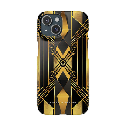 Golden Geometric Elegance iPhone 15 - Slim Phone Case