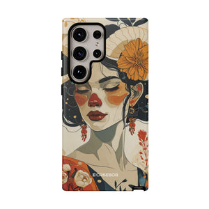 Mythical Serenity: Floral Ram Goddess - For Samsung S24